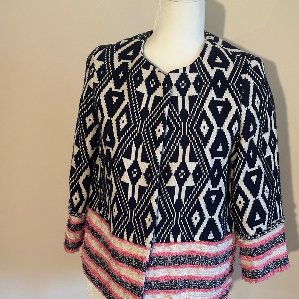 Geometric Patterned Jacket With Pink Accents By V… - image 2